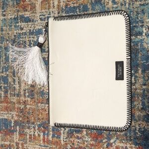 Victoria's Secret White Neoprene Cosmetic Bag Tasseled Zipper